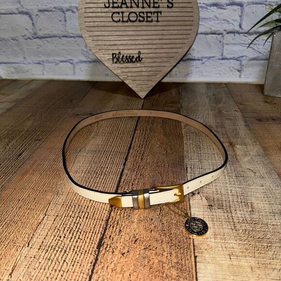 Streets ahead cream colored skinny thin belt L - Picture 1 of 13